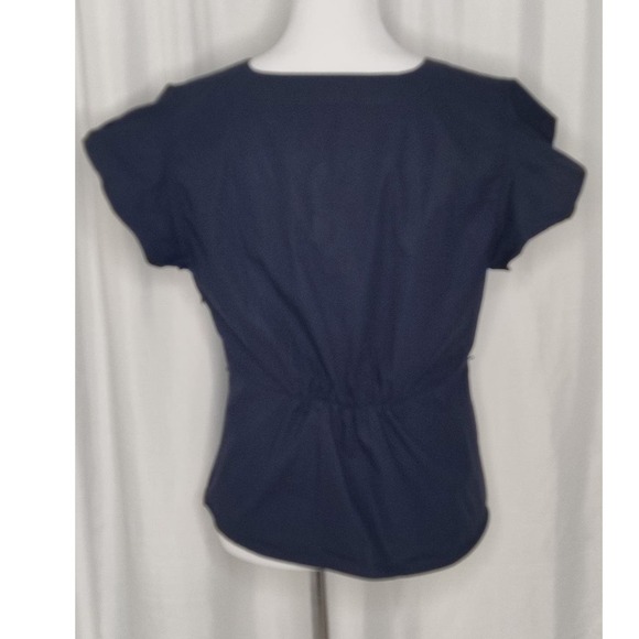 J. Crew black v-neck surplice faux wrap flutter sleeve top ruffle large - Picture 3 of 8